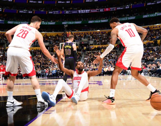 杜兰特复出难挽颓势 火箭客场惨败湖人系列赛